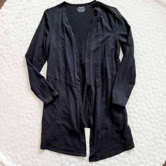 Chicos The Ultimate Tee cardigan 0 4 small pockets duster black classic polished - Picture 2 of 7
